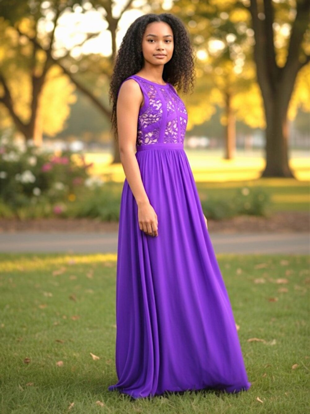 Morgan & Co. Purple Jewel Neck Sleeveless Formal Dress Size 9/10 NWT